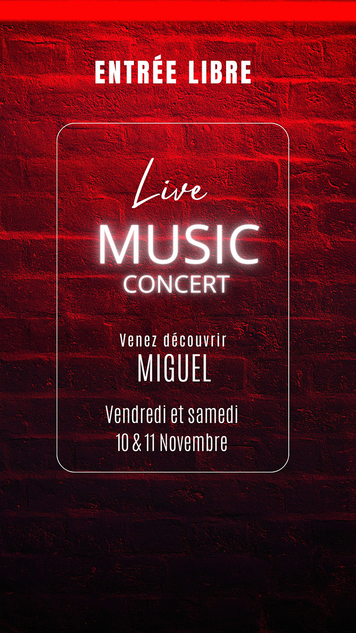Concert au VB !!!
Les vendredi et samedi 10 & 11 novembre, Miguel en concert gratuit.
On vous attend nombreux !!!
Réservation souhaitée, les places partent vite !
Via Facebook, au 056 97 85 60 ou via le formulaire de contact : http://www.vins-bieres.be/contact.php